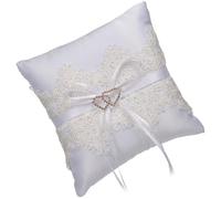 Artibetter Coussin D'alliances en Dentelle Blanche en Polyester pour Mariage, Porte-alliances Élégant pour Cérémonie de Mariage ou Demoiselle d'honneur