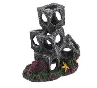 Artibetter Décoration Aquarium Résine Grotte Rocheuse Modulable 5 Cubes Empilables Cachette pour Crevettes Bettas Cichlidés Abri Reproduction Poissons Eau Douce