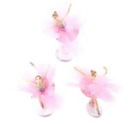 Artibetter Décoration de Gâteau Ballerine Légère en PVC et Tulle, Lot de 3 Sets de Sets de Pièces Compact pour Anniversaire Fille, Ornement Créatif pour Mini House