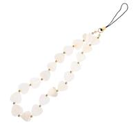 Artibetter Dragonne pour Téléphone Portable en Coquille Blanche Perles de Cœur, Accessoire Décoratif Polyvalent et Élégant pour Femmes, Compatible la Plupart des Étuis