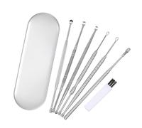 Artibetter Écuelle Nettoyage Oreilles en Acier Inoxydable, Kit Portatif 6 Pièces Fonction Massage Canal Auditif, pour Usage Quotidien et Voyage