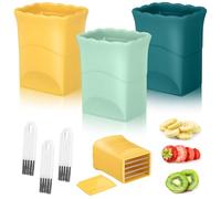 ARTIBETTER Ensemble de 3 Set de Trancheurs à Fruits Manuels Acier Inoxydable avec Brosses de Nettoyage Trancheuse Compacte pour Fraises Bananes et Autres Fruits Outils de Cuisine Durables et