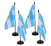Artibetter Ensemble de 4 Drapeaux de Table de L'argentine avec Supports en Polyester et Plastique, Décoration Pratique pour Bureaux et Tables D'étude Lors D'événements Réutilisable