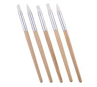 Artibetter Ensemble de 5 Outils de Sculpture en Argile Têtes en Silicone et Manches en Bois, Facile à Ranger et Sûr pour l'art Pâte Polymère Projets Artisanaux