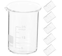 Artibetter Ensemble de 6 Béchers en Verre Gradués 25ml pour Mesure Précise et Stable des Liquides en Laboratoire Cuisine, Matériel Chimie Solide et Résistant à Haute Température