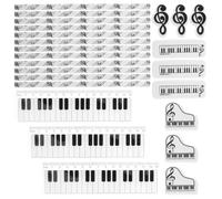 ARTIBETTER Ensemble de Papeterie Musique pour Étudiants avec Règle Précise, Crayons et Gommes Thème Piano en Plastique et Bois, Portable pour Devoirs et e Musique Élémentaire, 3 Sets