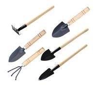 ARTIBETTER Ensemble D'outils de Jardinage 6 Pièces en Bois et Fer, Pelle et Râteau à Main pour Plantation, Ameublissement et Entretien des Plantes D'intérieur, Fleurs en Pot, Bonsaïs