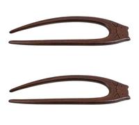 Artibetter Épingle à Cheveux Artisanat Fin et Poli la Main Forme U en Bois Marron 2pcs Visage de Chat Style Chinois Vintage pour Mariages et Événements Spéciaux