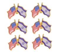 Artibetter Épingle Commémorative avec Drapeaux Américain et Israélien en Alliage de Zinc 6 Pièces Éclat Solide, pour Présentations Relations Usa-israël