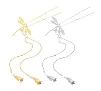 ARTIBETTER Épingles à Cheveux Libellule 4 Pcs en Métal Argenté et Doré Pompon, Accessoires Coiffure pour Femmes, Maintien Cheveux Fins et Épais, Mariage et Usage Quotidien