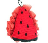 ARTIBETTER Éponge de Grosse Taille Dessin Animé Motif Pastèque Rouge, Accessoire de Bain Exfoliant pour Femmes, Boule de Bain Loofah Douce et Légère Cordon Suspendu, Voyage