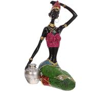 Artibetter Figurine en Résine de Femme Africaine Argentée Décoration Artisanale Exotique pour Salon Ornement de Bureau Unique Sculpture Africaine pour Collection et Présent