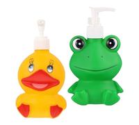 Artibetter Flacons Distributeurs de Lotion et Gel Bain pour Garçon et Filles Lot de 2 en Vinyle 300 Ml Motifs Canard et Grenouille Pompe Facile à Utiliser pour Hôtel et Locations de Vacances