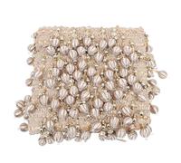 Artibetter Frange Perlée Décorative en Polyester Soie et Plastique Beige, Garniture Multipurpose pour Rideaux de Salon, Pompon Perlé Résistant et Facile à Fixer