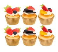 ARTIBETTER Gâteau Simulation et Décor Table Faux Cupcake 6 Pièces, Accessoires de Boutique de Desserts Parfumés, Modèles Souples pour Présentation et Photographie