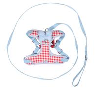 ARTIBETTER Harnais pour Chien Petit avec Laisse, Ensemble en Tissu à Motif Écossais, Nœud Décoratif, Ajustable pour Tours de Cou 32-40cm et Poitrail 43-51cm, pour Promenades et Entraînements