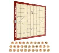 ARTIBETTER Jeu D'échecs Chinois Traditionnel en Bois Pliable avec Plateau Intégré, Boîte de Rangement pour Pièces, Compact et Portable, pour Voyage et Jeux en Famille, Plateau de Jeu Échecs