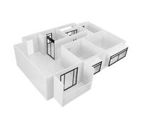 Artibetter Kit de Modèle de Planification Urbaine, Modèle de Bâtiment Architectural 1:50 en Abs et Acrylique, Maquette Intérieure 2 Chambres, Aide Pédagogique D'architecture pour Adultes