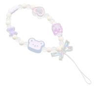 Artibetter Lanière de Téléphone à Perles Mignonne Breloque Petit Ours Cœur Rose, Cordelette Légère pour Poignet, Accessoire Déco Anti-perte Compatible Coque Smartphone, Bijou Portable