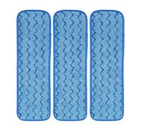 Artibetter Lingettes de Balai Lavables en Recharge Réutilisable Lot de 3 Bleu Fixation Adhésive Sécurisée pour Vadrouille pour Nettoyage Sol