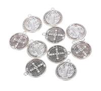 Artibetter Lot de 10 Médailles de Saint Benoît en Croix Pendentif Religieux Alliage de Zinc Motif Exquis pour Bricolage Présents Religieux Coliers et Porte-Clés