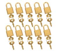 ARTIBETTER Lot De 10 Mini Cadenas À Clé Pour Coffre À Trésor Boîte À Outils Cadenas Pour Journal Intime Mignon Pour Valise Petit De Voyage Métal Doré