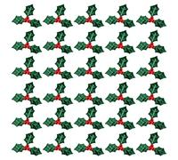 Artibetter Lot de 100 mini baies de houx à trois feuilles pour décoration de couronnes de Noël et étiquettes cadeaux et fabrication de cartes (vert, 3 cm)