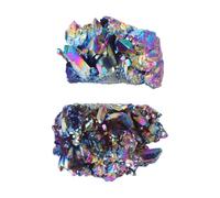 ARTIBETTER Lot de 2 Amas de Cristaux Naturels Multicolores Électrodéposés, Forme Irrégulière 15g et 30g, Décor en Pierres Naturelles pour Intérieur, Bureau et Feng Shui, Accessoires