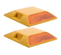 Artibetter Lot de 2 Balises D'allée en Plastique Réfléchissantes Jaune Double, Marquages Routiers de Sécurité, Clous de Bord de Route pour Allées, Parkings et Trottoirs, Visibilité Nocturne