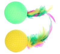 Artibetter Lot de 2 Balles en Mousse pour Chats avec Plumage en Latex, Jouets Interactifs pour Exercice Sain et Renforcement du Lien Entre Propriétaire et Chat Couleur Couleur Aléatoire