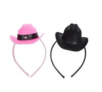 ARTIBETTER Lot de 2 Bandeaux Chapeau Haut-de-forme Mini Noir et Rose Ceinture, Accessoires Coiffure Cosplay et Fête, Serrage-tête Vintage pour Déguisement Western et Carnaval, Vêtements