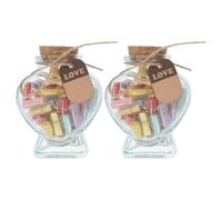 Artibetter Lot de 2 Bouteilles en Verre avec Messages Capsules : Bocal décoratif en Forme de cœur Contenant des Messages Capsules, Bouteille à vœux pour Un Anniversaire de Couple, décoration