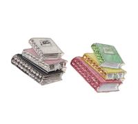 Artibetter Lot de 2 broches pour la Journée des enseignants, broches délicates en cristal en forme de livre, bijoux de remerciement pour les enseignants, les élèves et les lecteurs.