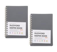 Artibetter Lot de 2 Carnets de Gestion des Mots de Passe à Spirale A6, Format Compact Gris, avec Onglets Alphabétiques pour Organiser Comptes Web, Carnet de Connexion Pratique pour Bureau
