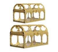 ARTIBETTER Lot de 2 Coffres au Trésor Miniatures Dorés Boîtes à Bonbons Créatives en Métal Coffrets Présents pour Fêtes Shower et Emballage Gourmand Taille Petite et Grosse