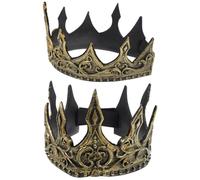 ARTIBETTER Lot de 2 Couronnes Vintage pour Hommes en Mousse Pu, Couleur Or Ancien, Design Médiéval 3d Doux, Accessoires Cosplay et Fêtes Roi, Présent Costume Roi Épiphanie