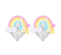 Artibetter Lot de 2 Crochets Muraux Autocollants de Cœur Supports sans Perçage Couleur Blanc Motifs Étoiles et Arc-en-Ciel Cintres de Rangement Pratiques pour Vêtements et Accessoires