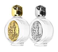 Artibetter Lot de 2 Petites Bouteilles Eau Bénite en Verre Rechargeables Bouchon Étanche, Décorations pour Baptême et Fêtes, Matériau Verre Facile à Remplir