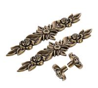 Artibetter Lot de 2 Poignées de Meuble Vintage en Alliage de Zinc, Motif Rose, Fixation Simple, Longueur 146 Mm, Bouton de Tiroir et Placard Cuisine et Armoire, Style Classique Rétro