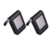 Artibetter Lot de 2 Porte-Cartes Anti-fraude en Cuir de Vachette Noir, Design Compact avec Plusieurs Emplacements pour Cartes, Fermeture Éclair Métallique Résistante, Étui Fin pour Cartes