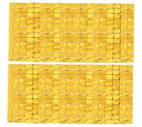 Artibetter Lot de 2 Rideaux à Franges Métalliques Carrés 1x2 M Couleur Or, Rideau en Aluminium Décoratif pour Fond de Fête, Mariage et Anniversaire, Décoration Photo Scintillante et Festive