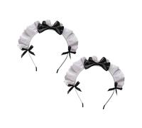 ARTIBETTER Lot de 2 Serre-têtes pour Cheveux en Tissu Noir Nœud et Dentelle, Accessoires de Coiffure Cosplay et Fête pour Filles, Légers et Confortables, pour Événements et Déguisements