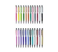 Artibetter Lot de 2 Stylets en Cristal Argentés 2-en-1 Stylo à Bille, Acier Inoxydable, Design Élégant et Fin pour Écran Tactile Capacitif et Téléphone Portable