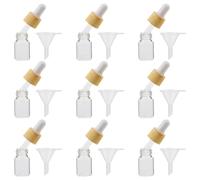 ARTIBETTER Lot de 20 Flacons Compte-gouttes en Verre 5 Ml Pipettes en Bois, Finition Mate Transparente, Contenant Rechargeable pour Huiles Essentielles, Parfum, Voyage et Usage Cosmétique