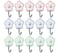 Artibetter Lot de 25 Crochets Adhésifs Muraux Décoratifs en Forme de Fleur Bicolore, Légers sans Perçage, pour Manteaux et Paquets le Couloir D'entrée Couleur Aléatoire