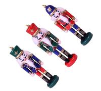 Artibetter Lot de 3 Pendentifs Soldat Casse-Noisette en Bois et Tissu Décorations de Noël Colorées et Légères pour Sapin Ornements Suspendus Artisanaux Festifs