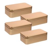 ARTIBETTER Lot de 4 Boîtes Rectangulaires en Fer-blanc Alimentaire, Finition Brossée Dorée, Boîtes Vides pour Bonbons et Biscuits, Rangement Présent pour Fêtes, Mariages et Célébrations,