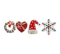 ARTIBETTER Lot de 4 Broches de Noël en Alliage Strass Décorations Festives pour Vêtements Accessoires Créatifs pour Fêtes Motifs Couronne Cloche Flocon et Chapeau de Père Noël Célébrations