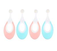 ARTIBETTER Lot de 4 Brosses à Dents Bébé 100%, Poils Souples pour Dents de Lait, Manche Ergonomique Léger, Couleurs Rose et Bleu, pour Soins Bucco-dentaires et Apprentissage des Tout-petits