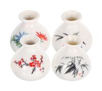 ARTIBETTER Lot de 4 Mini Vases Hydroponiques en Céramique Blanche Petits Vases Décoratifs pour Fleurs Supports Compacts pour Culture Hors-Sol Accessoires Décoratifs pour Intérieur et